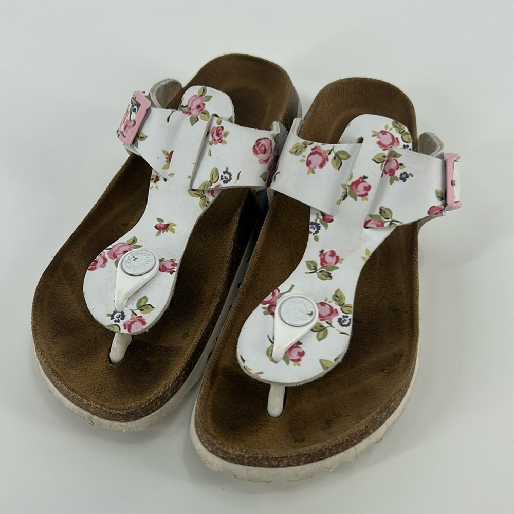 Birkenstock Kids White Floral Betula Sandals Size 1 31